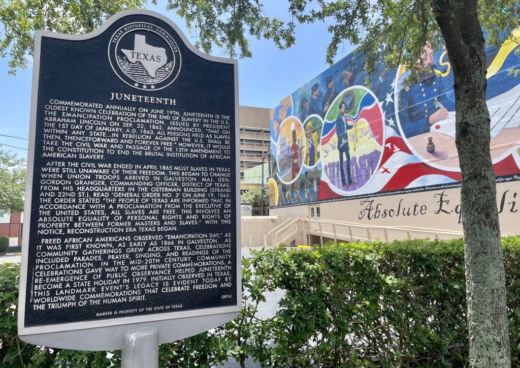 Texas Juneteenth historical marker and mural